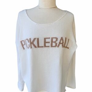 NWT Miracle White Knit Oversized Pickleball Pullover Sweater Medium